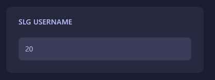 SLG Username Field