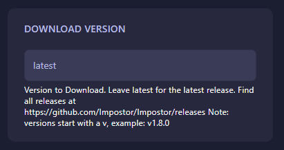 Changing Impostor server version