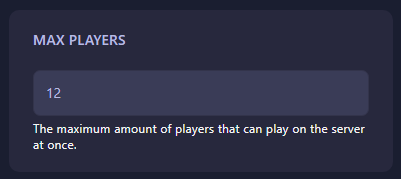 Max Players option in General Settings
