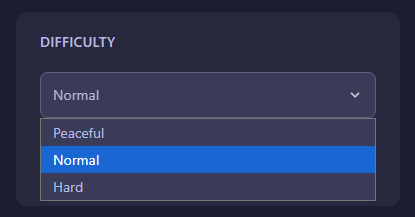 The Forest server difficulty settings in GGServers panel