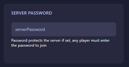 The Forest server password settings in GGServers panel