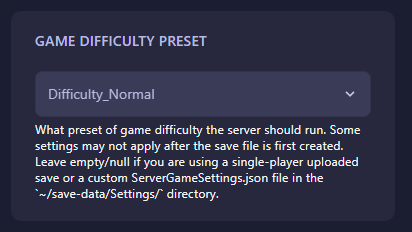 Game Difficulty Preset Option