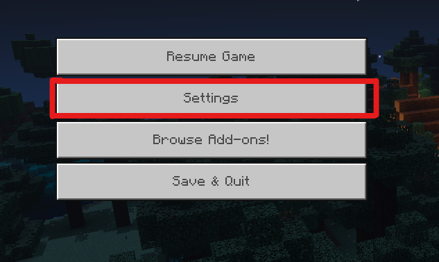 Minecraft settings menu