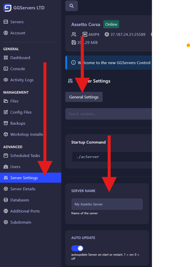 GGServers Panel Server Name